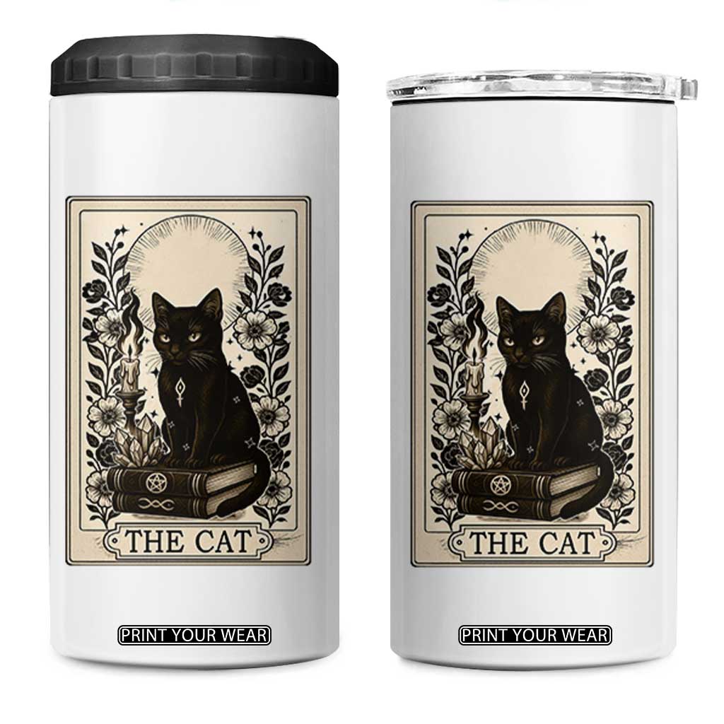 Funny The Cat Book 4 in 1 Can Cooler Tumbler Kitty Lover Tarot Card TS12 One Size: 16 oz White Print Your Wear