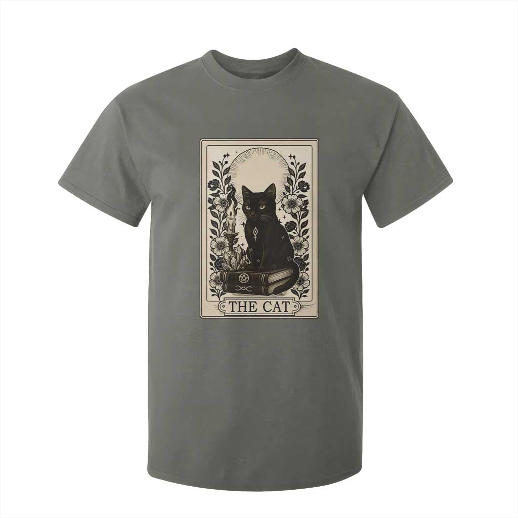 Funny The Cat Book T Shirt For Kid Kitty Lover Tarot Card TS12 Military Green Print Your Wear