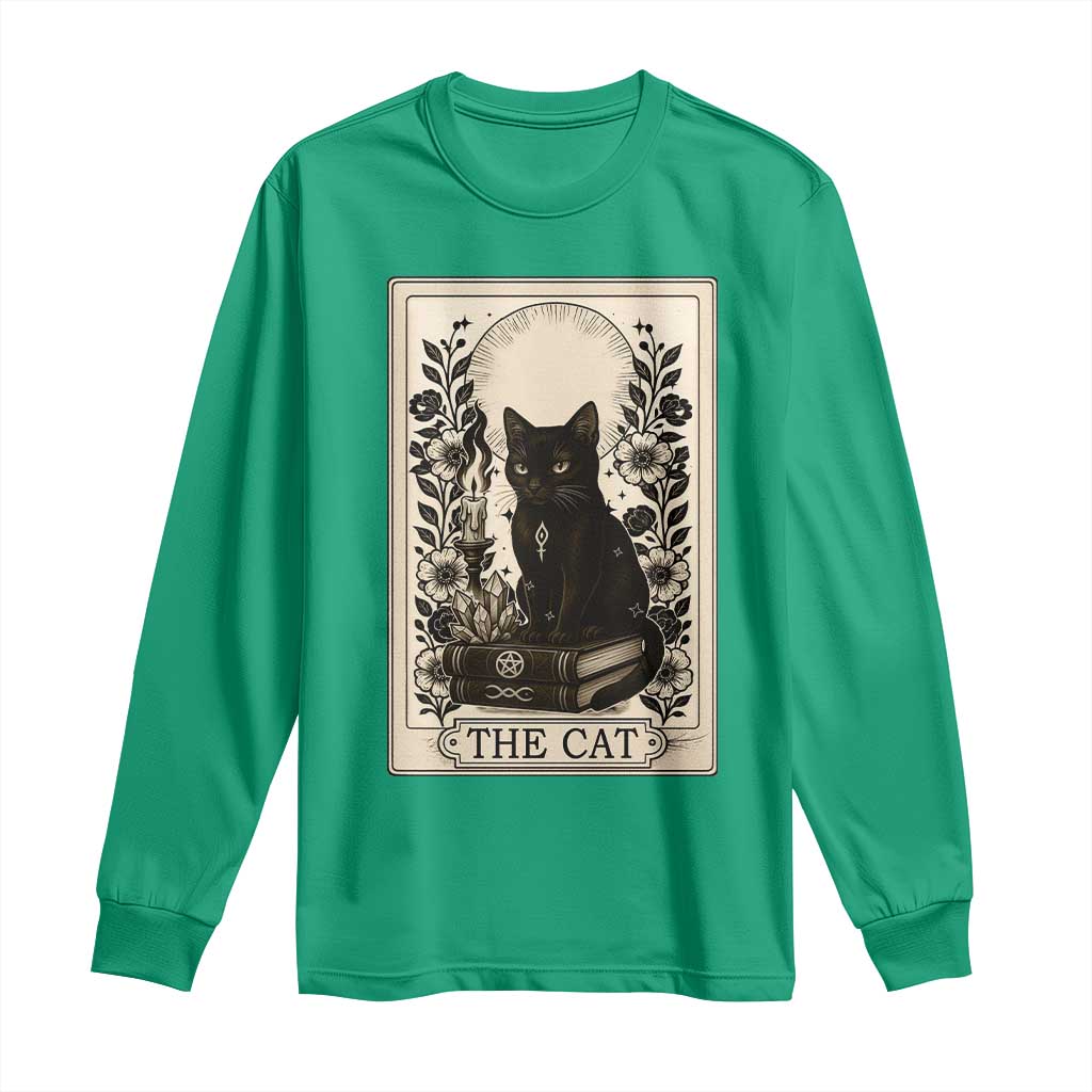 Funny The Cat Book Long Sleeve Shirt Kitty Lover Tarot Card TS12 Irish Green Print Your Wear