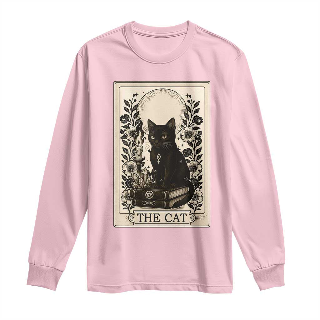Funny The Cat Book Long Sleeve Shirt Kitty Lover Tarot Card TS12 Light Pink Print Your Wear