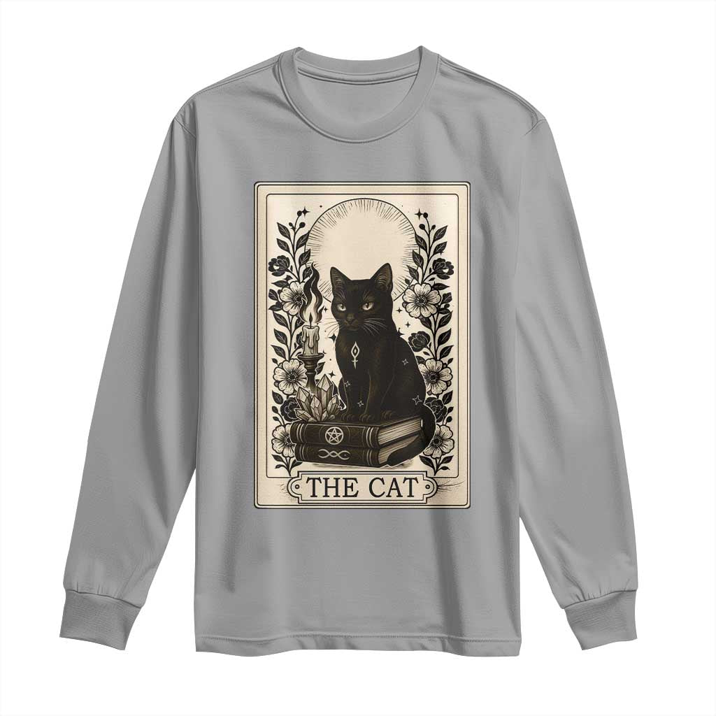 Funny The Cat Book Long Sleeve Shirt Kitty Lover Tarot Card TS12 Sport Gray Print Your Wear