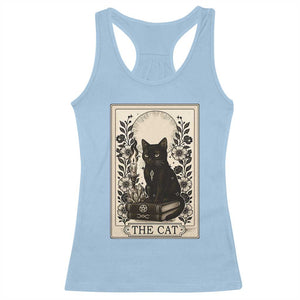 Funny The Cat Book Racerback Tank Top Kitty Lover Tarot Card TS12 Light Blue Print Your Wear