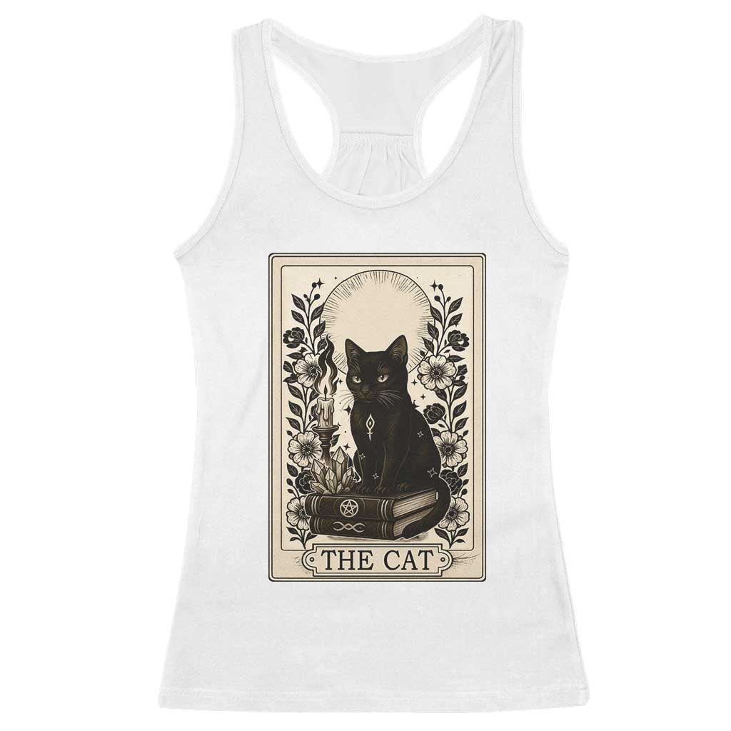 Funny The Cat Book Racerback Tank Top Kitty Lover Tarot Card TS12 White Print Your Wear