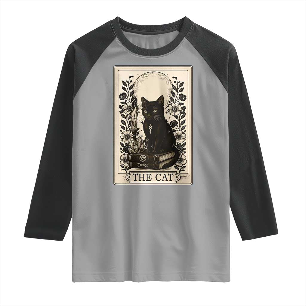 Funny The Cat Book Raglan Shirt Kitty Lover Tarot Card TS12 Sport Gray Black Print Your Wear