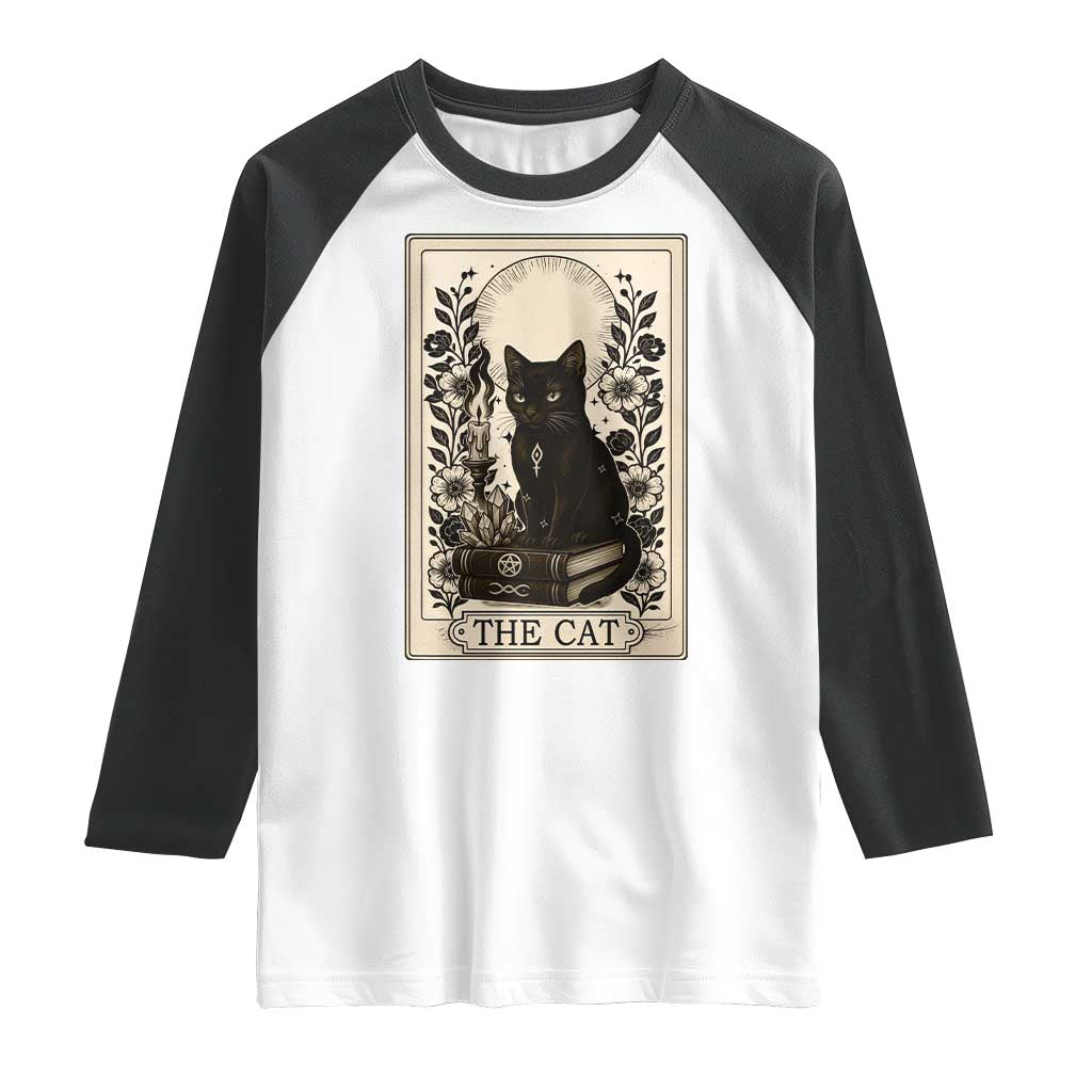 Funny The Cat Book Raglan Shirt Kitty Lover Tarot Card TS12 White Black Print Your Wear