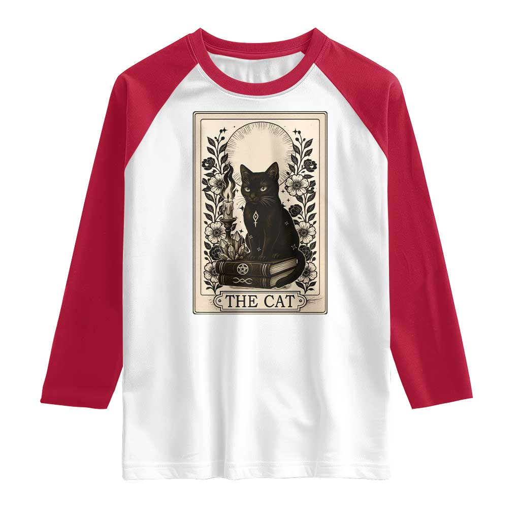 Funny The Cat Book Raglan Shirt Kitty Lover Tarot Card TS12 White Red Print Your Wear