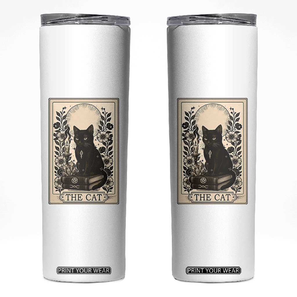 Funny The Cat Book Skinny Tumbler Kitty Lover Tarot Card TS12 White Print Your Wear