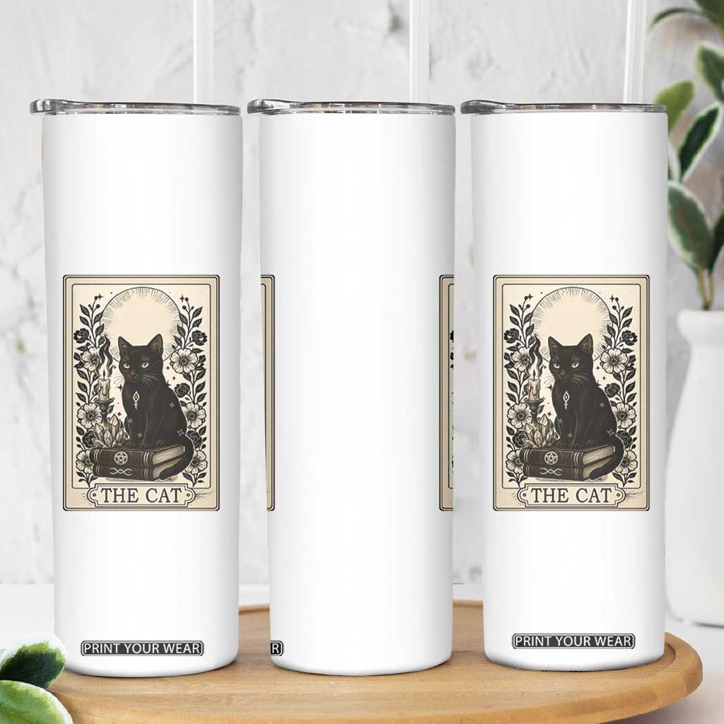 Funny The Cat Book Skinny Tumbler Kitty Lover Tarot Card TS12 Print Your Wear