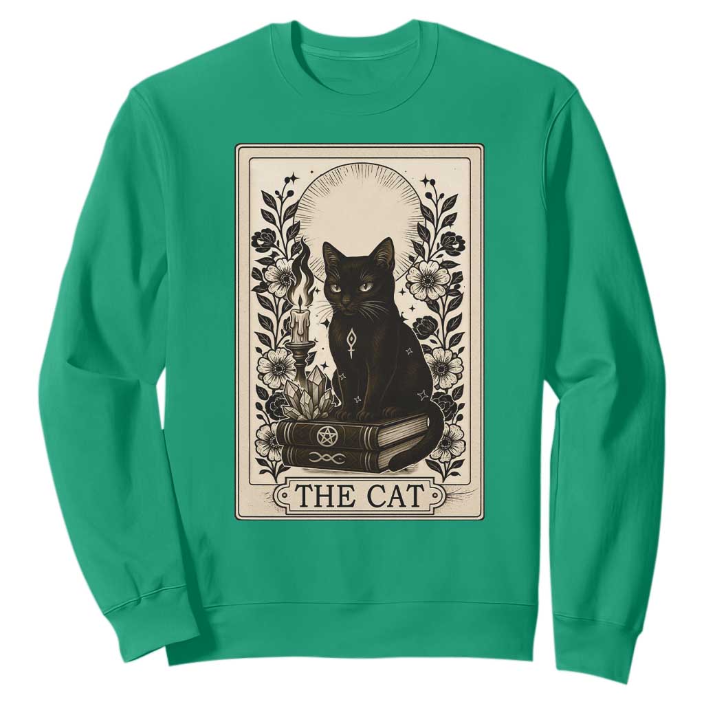 Funny The Cat Book Sweatshirt Kitty Lover Tarot Card TS12 Irish Green Print Your Wear