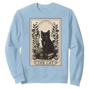 Funny The Cat Book Sweatshirt Kitty Lover Tarot Card TS12 Light Blue Print Your Wear