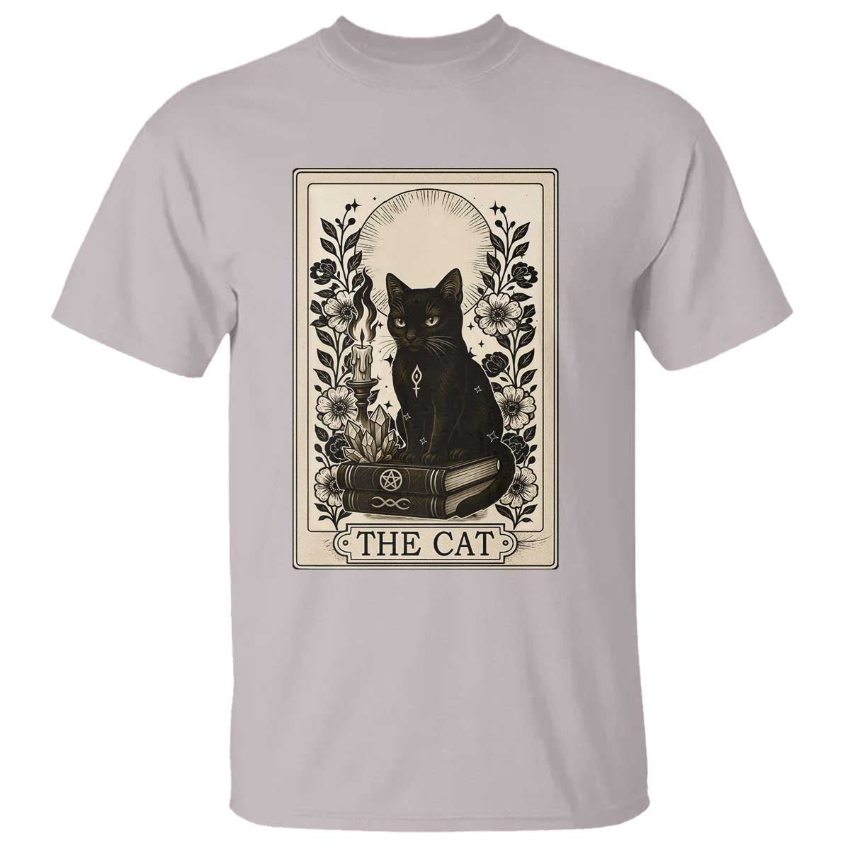 Funny The Cat Book T Shirt Kitty Lover Tarot Card TS12 Ice Gray Print Your Wear