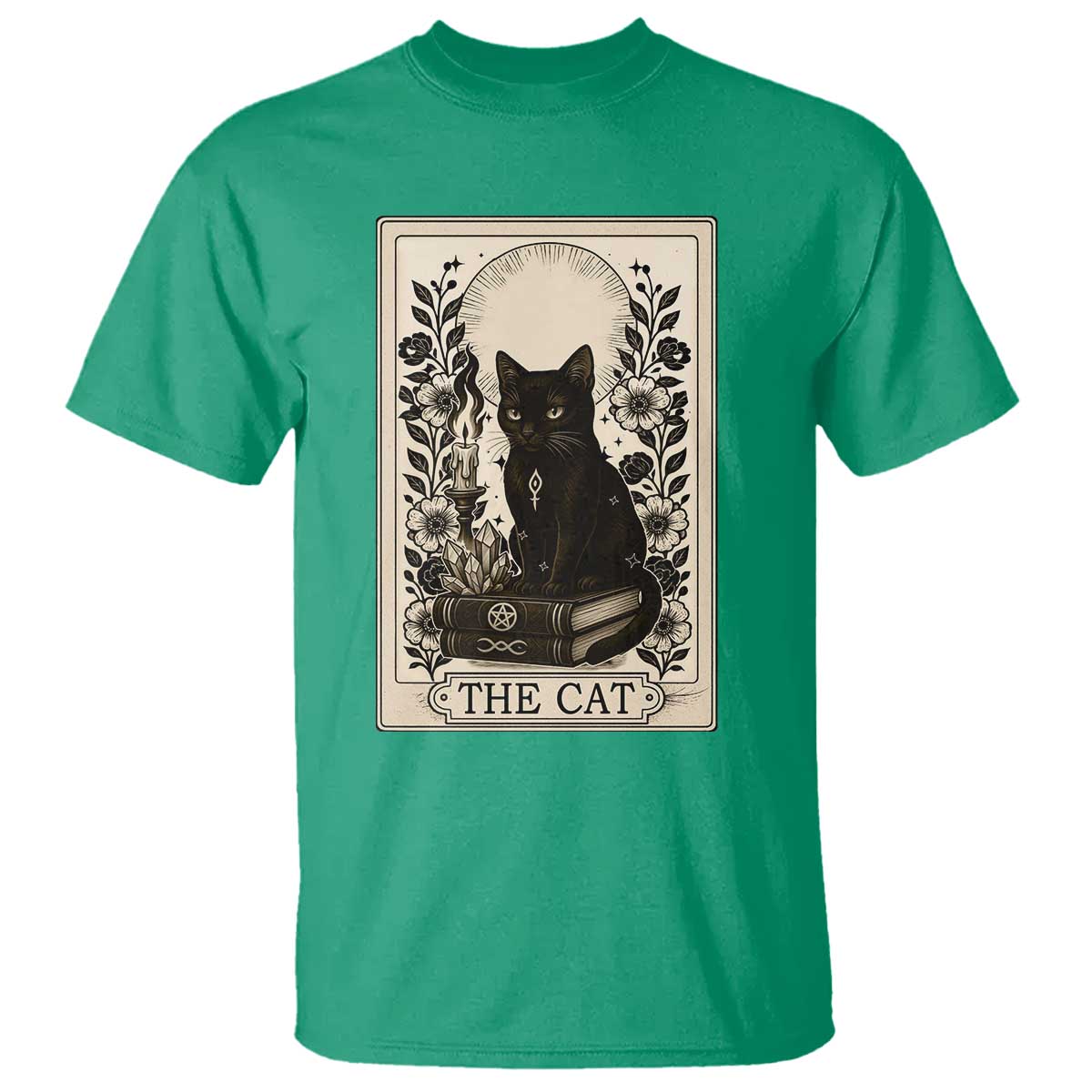 Funny The Cat Book T Shirt Kitty Lover Tarot Card TS12 Irish Green Print Your Wear
