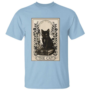 Funny The Cat Book T Shirt Kitty Lover Tarot Card TS12 Light Blue Print Your Wear