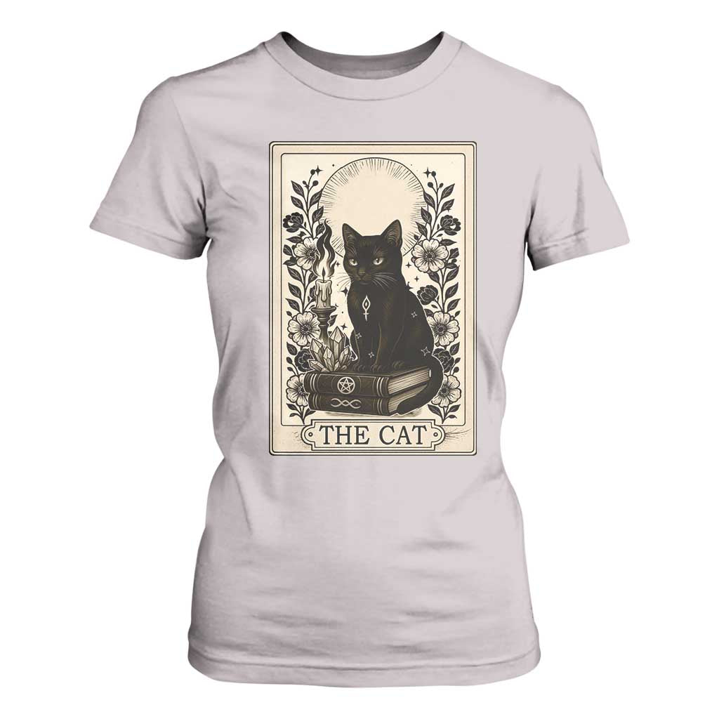 Funny The Cat Book T Shirt For Women Kitty Lover Tarot Card TS12 Ice Gray Print Your Wear