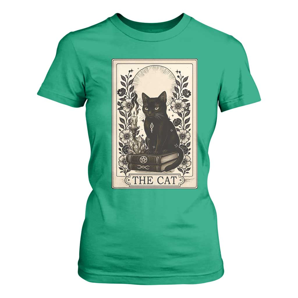 Funny The Cat Book T Shirt For Women Kitty Lover Tarot Card TS12 Irish Green Print Your Wear