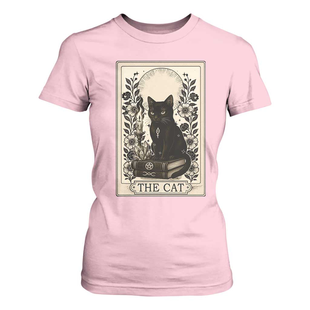 Funny The Cat Book T Shirt For Women Kitty Lover Tarot Card TS12 Light Pink Print Your Wear