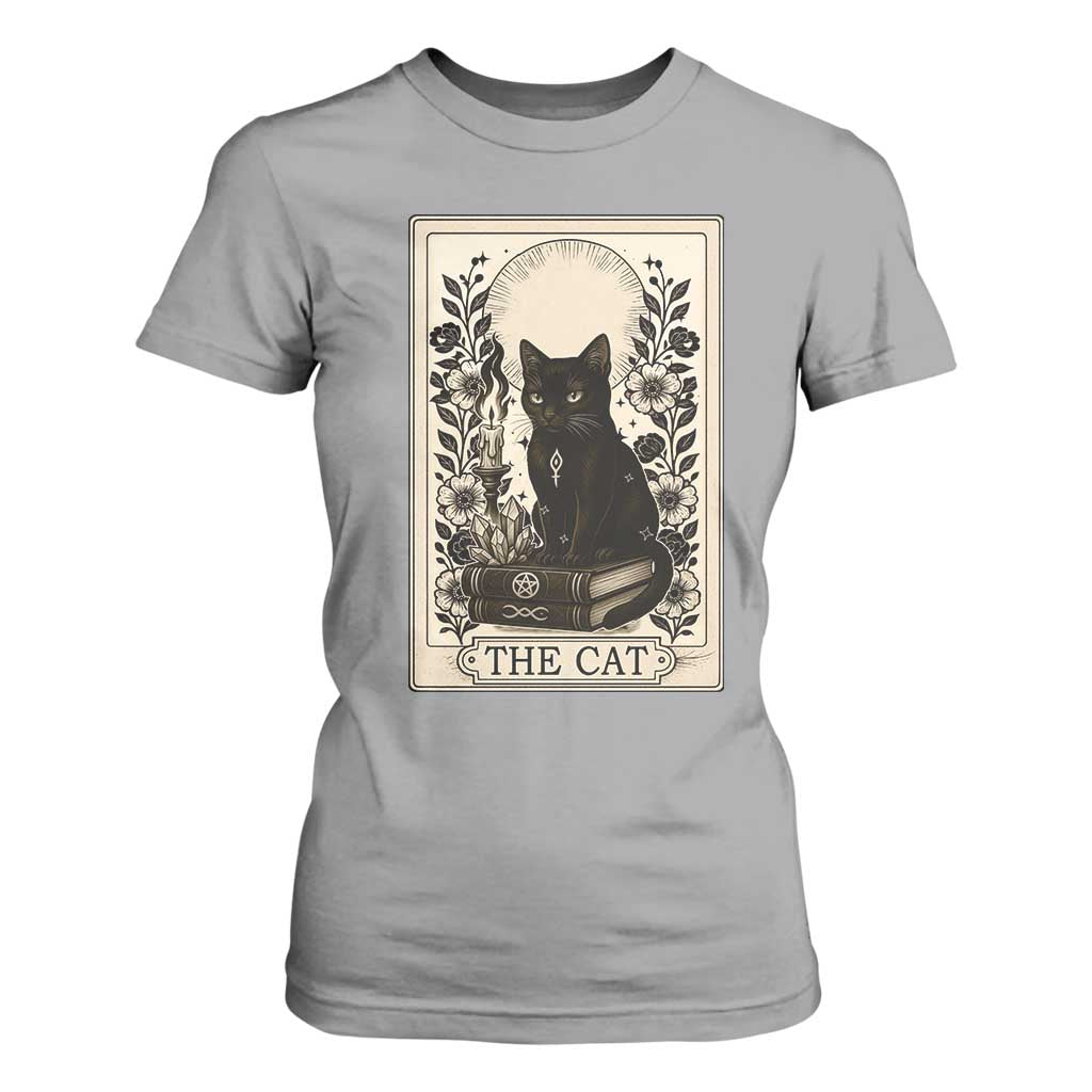 Funny The Cat Book T Shirt For Women Kitty Lover Tarot Card TS12 Sport Gray Print Your Wear