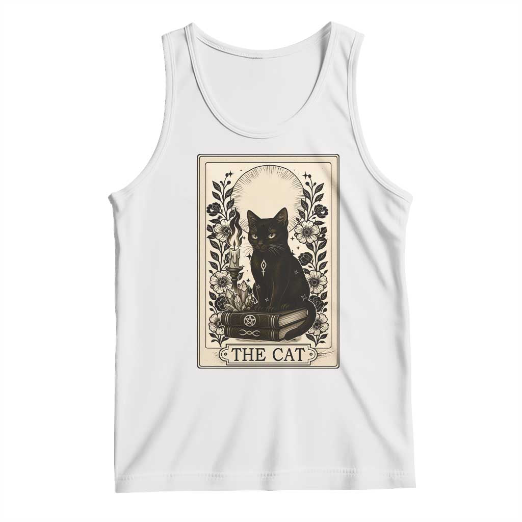 Funny The Cat Book Tank Top Kitty Lover Tarot Card TS12 White Print Your Wear