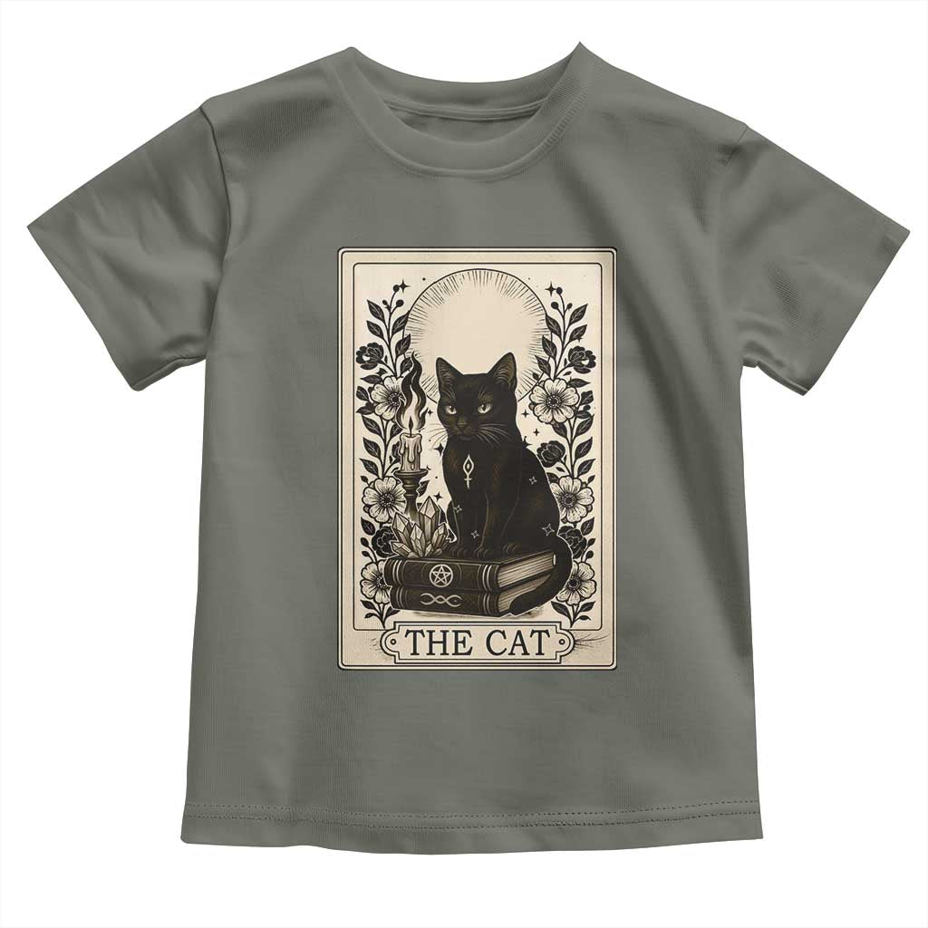 Funny The Cat Book Toddler T Shirt Kitty Lover Tarot Card TS12 Military Green Print Your Wear