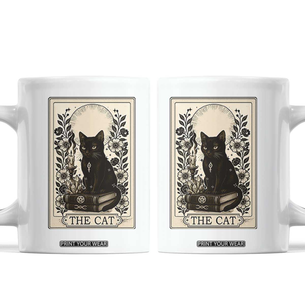 Funny The Cat Book Coffee Mug Kitty Lover Tarot Card TS12 White Print Your Wear