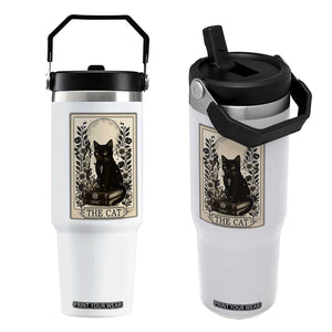 Funny The Cat Book Flip Straw Tumbler Kitty Lover Tarot Card TS12 One Size: 30 oz White Print Your Wear