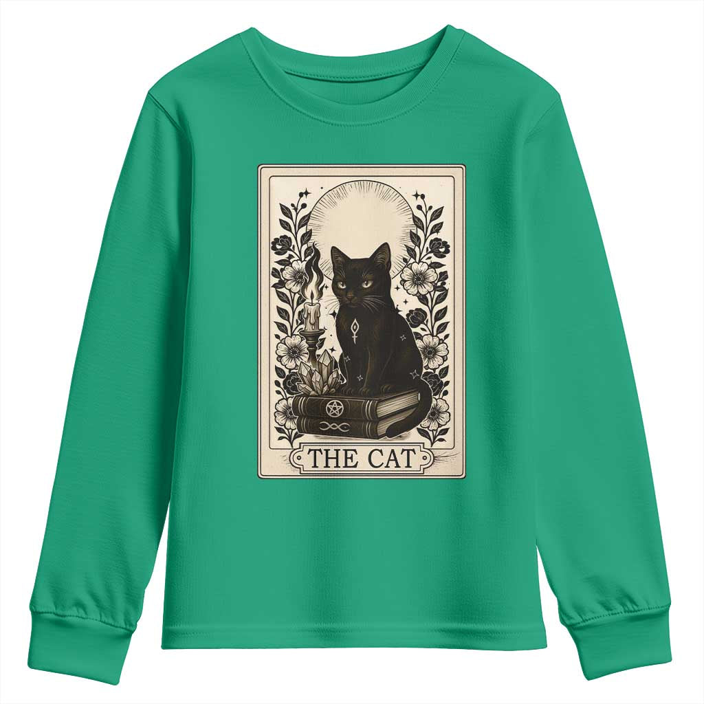 Funny The Cat Book Youth Sweatshirt Kitty Lover Tarot Card TS12 Irish Green Print Your Wear