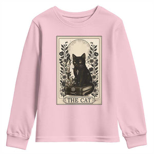 Funny The Cat Book Youth Sweatshirt Kitty Lover Tarot Card TS12 Light Pink Print Your Wear