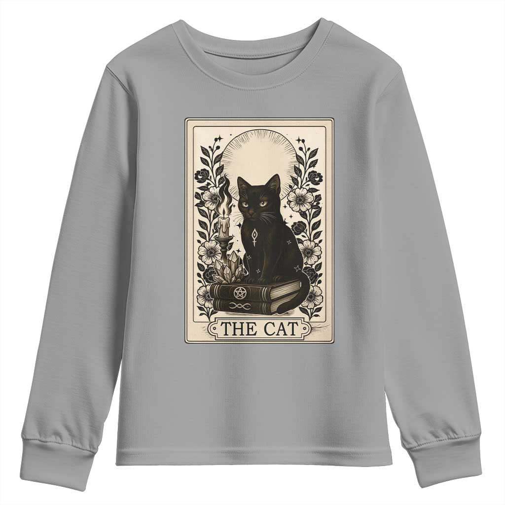 Funny The Cat Book Youth Sweatshirt Kitty Lover Tarot Card TS12 Sport Gray Print Your Wear