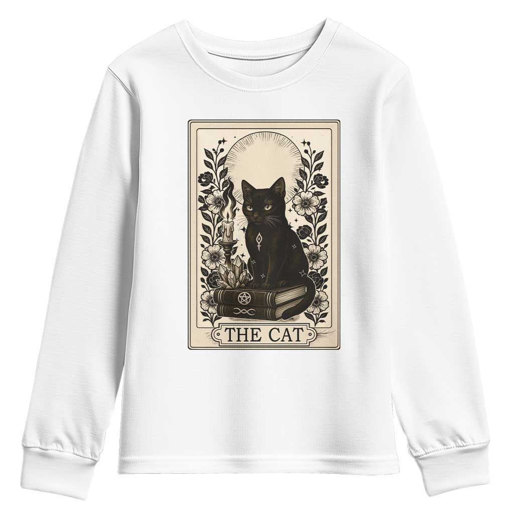 Funny The Cat Book Youth Sweatshirt Kitty Lover Tarot Card TS12 White Print Your Wear