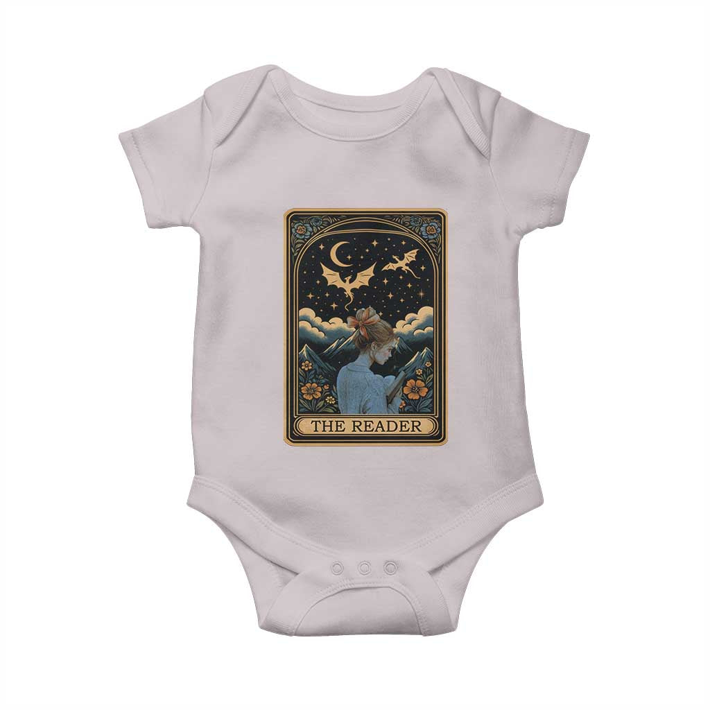 Funny The Reader Tarot Card Baby Onesie Girl Reading Fantasy Book TS12 Ice Gray Print Your Wear