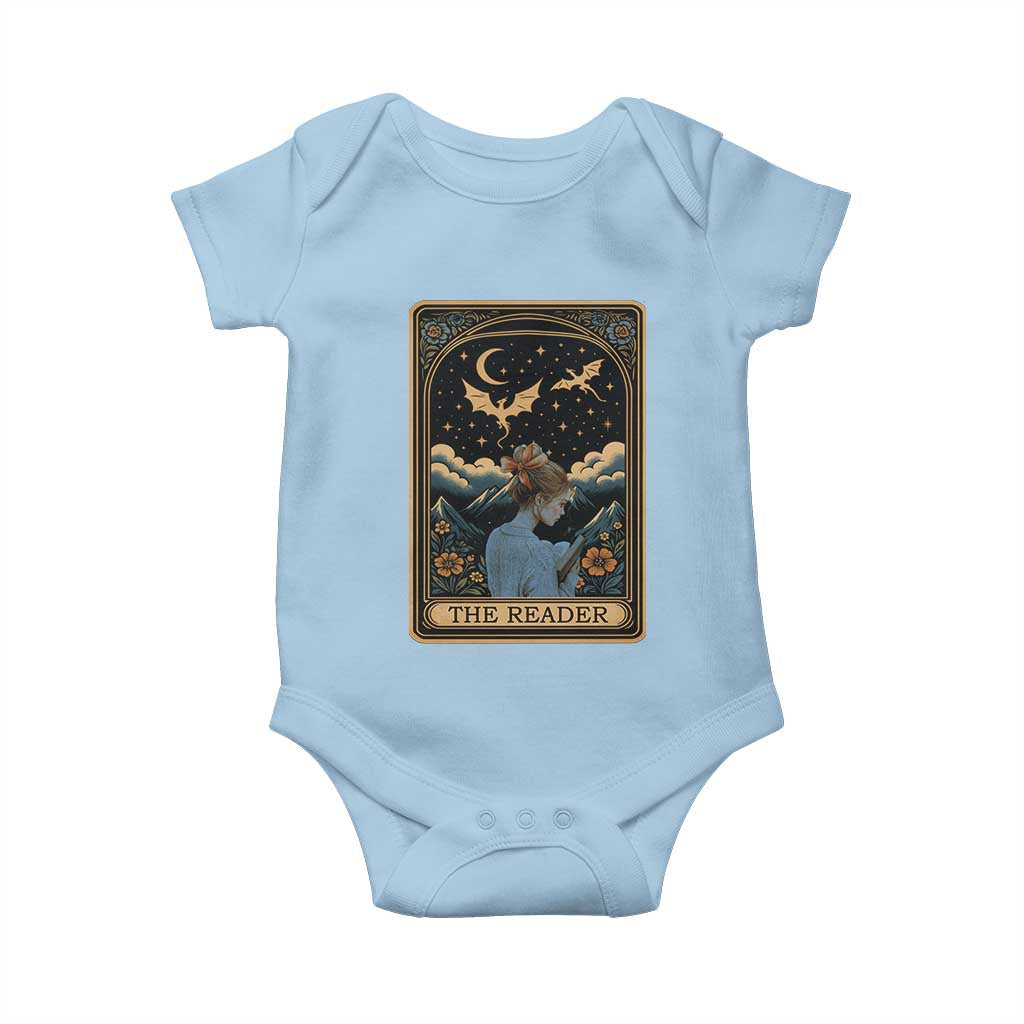 Funny The Reader Tarot Card Baby Onesie Girl Reading Fantasy Book TS12 Light Blue Print Your Wear