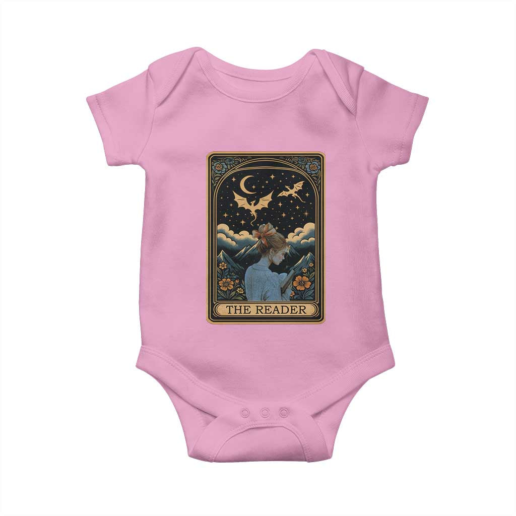Funny The Reader Tarot Card Baby Onesie Girl Reading Fantasy Book TS12 Light Pink Print Your Wear