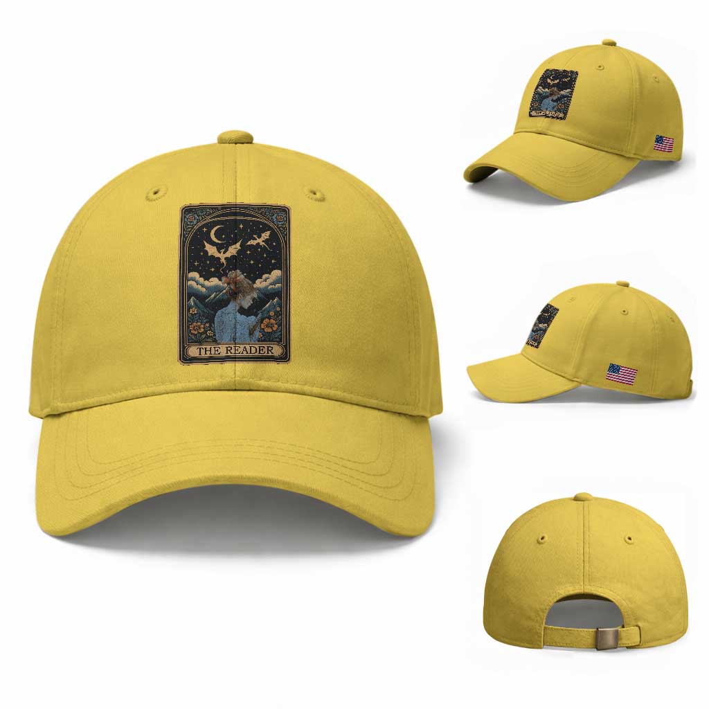 Funny The Reader Tarot Card Baseball Cap Girl Reading Fantasy Book TS12 Baseball Cap Universal Fit Yellow Print Your Wear