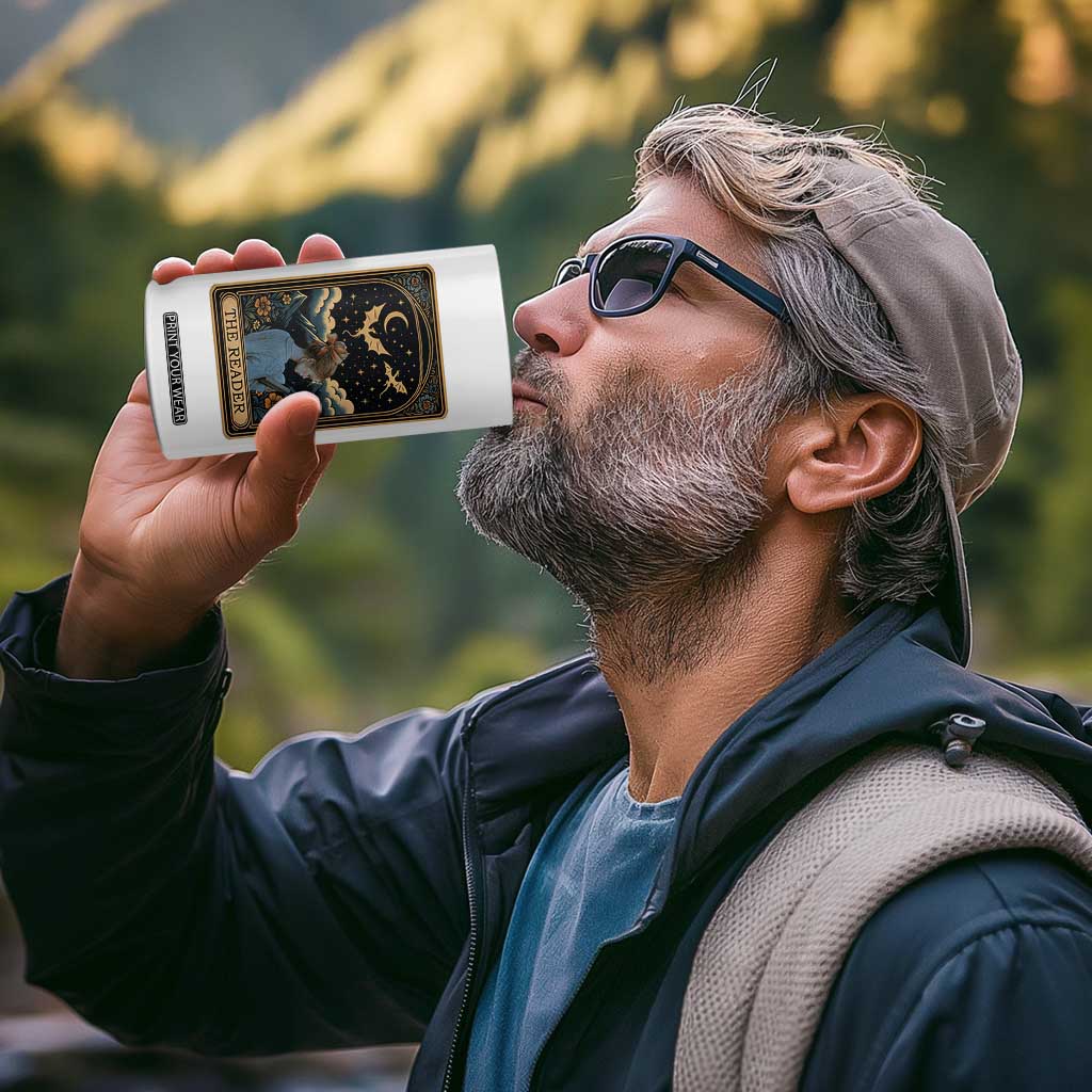 Funny The Reader Tarot Card 4 in 1 Can Cooler Tumbler Girl Reading Fantasy Book TS12 Print Your Wear