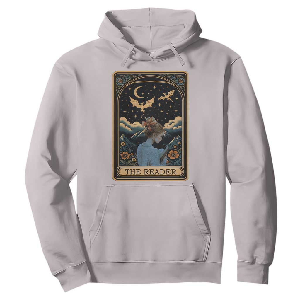 Funny The Reader Tarot Card Hoodie Girl Reading Fantasy Book TS12 Ice Gray Print Your Wear