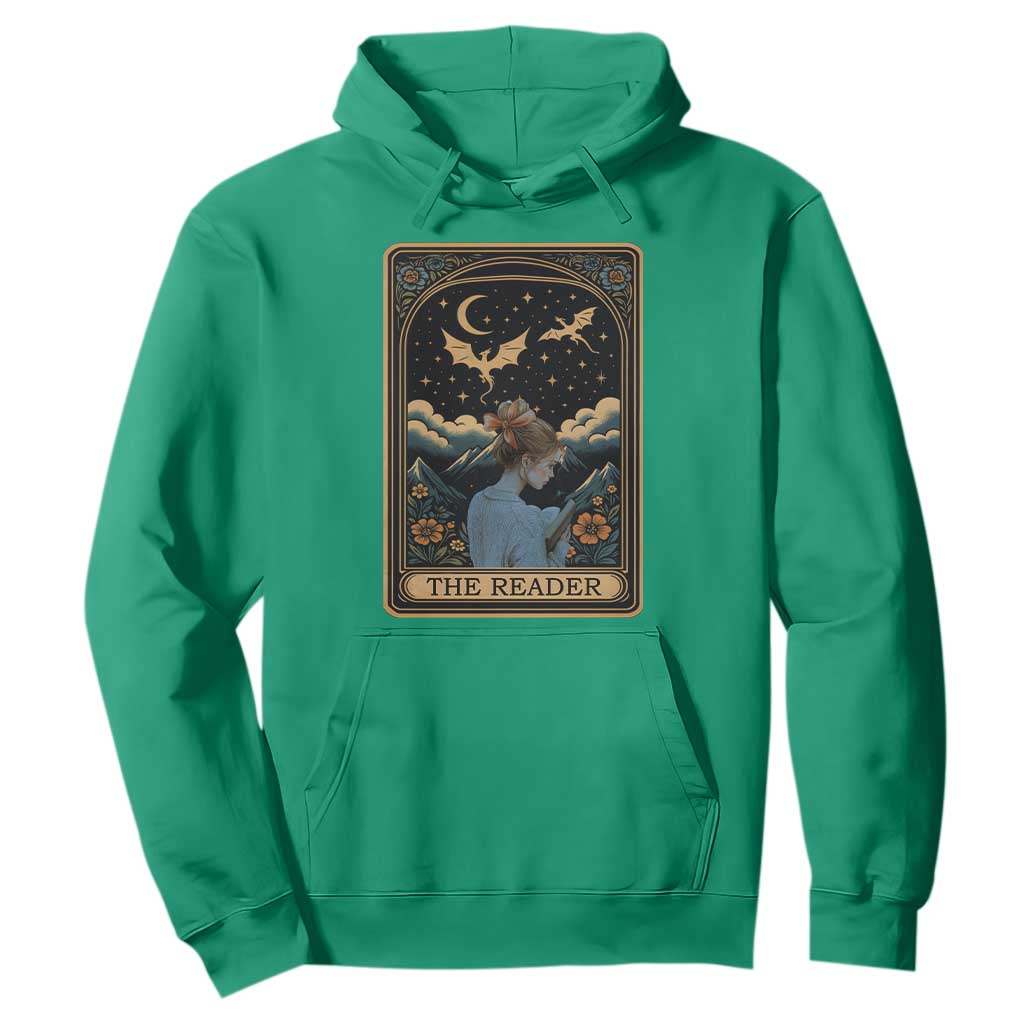 Funny The Reader Tarot Card Hoodie Girl Reading Fantasy Book TS12 Irish Green Print Your Wear