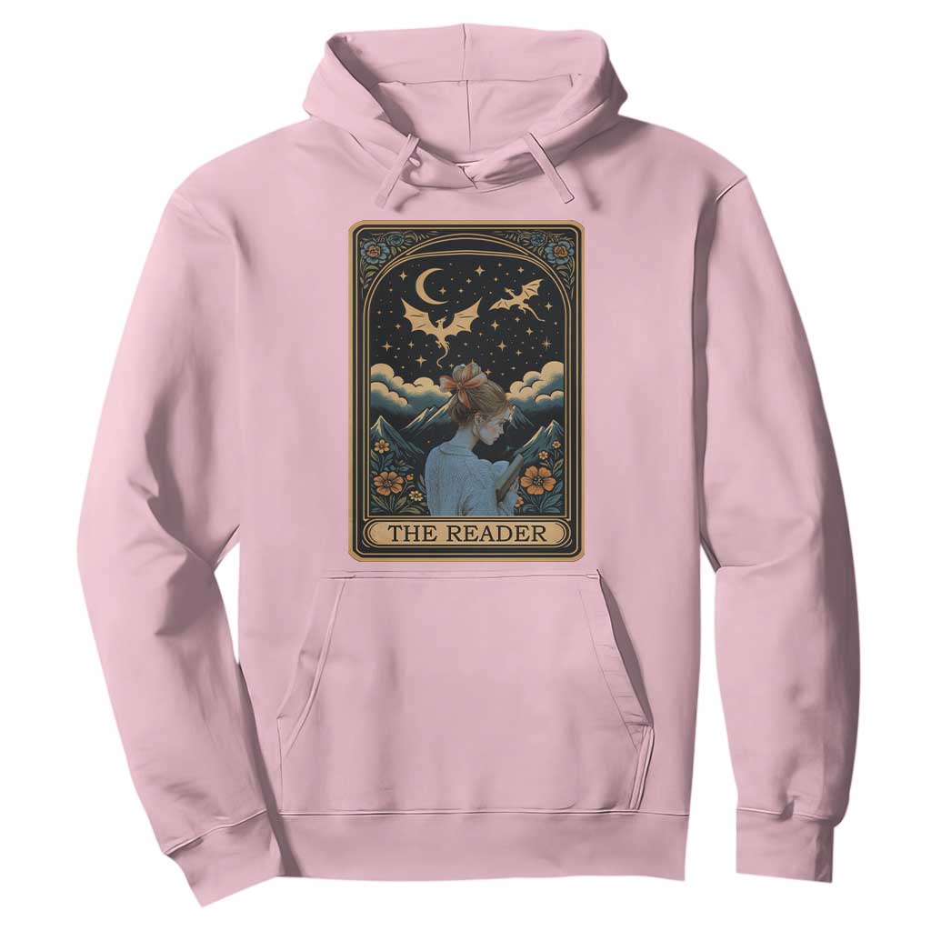 Funny The Reader Tarot Card Hoodie Girl Reading Fantasy Book TS12 Light Pink Print Your Wear
