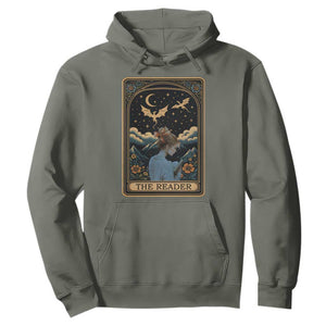 Funny The Reader Tarot Card Hoodie Girl Reading Fantasy Book TS12 Military Green Print Your Wear