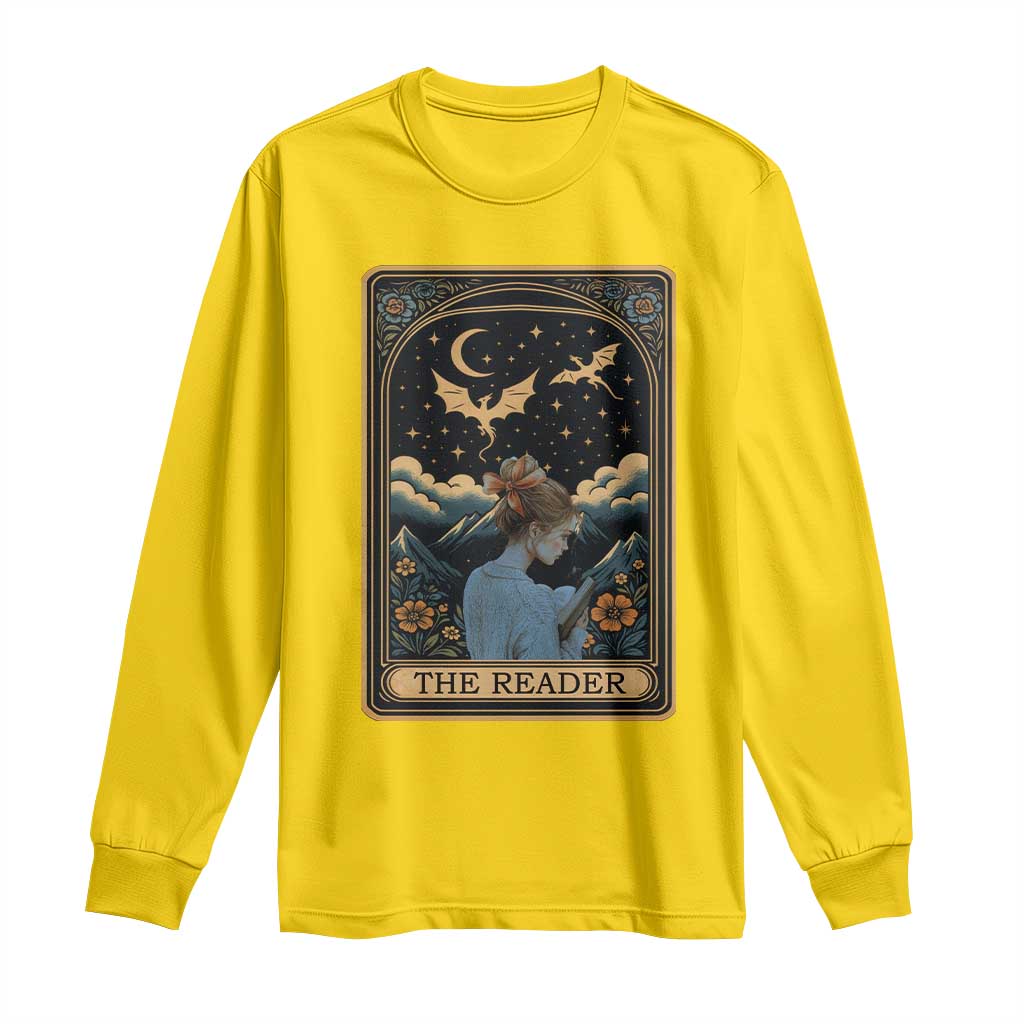 Funny The Reader Tarot Card Long Sleeve Shirt Girl Reading Fantasy Book TS12 Daisy Print Your Wear