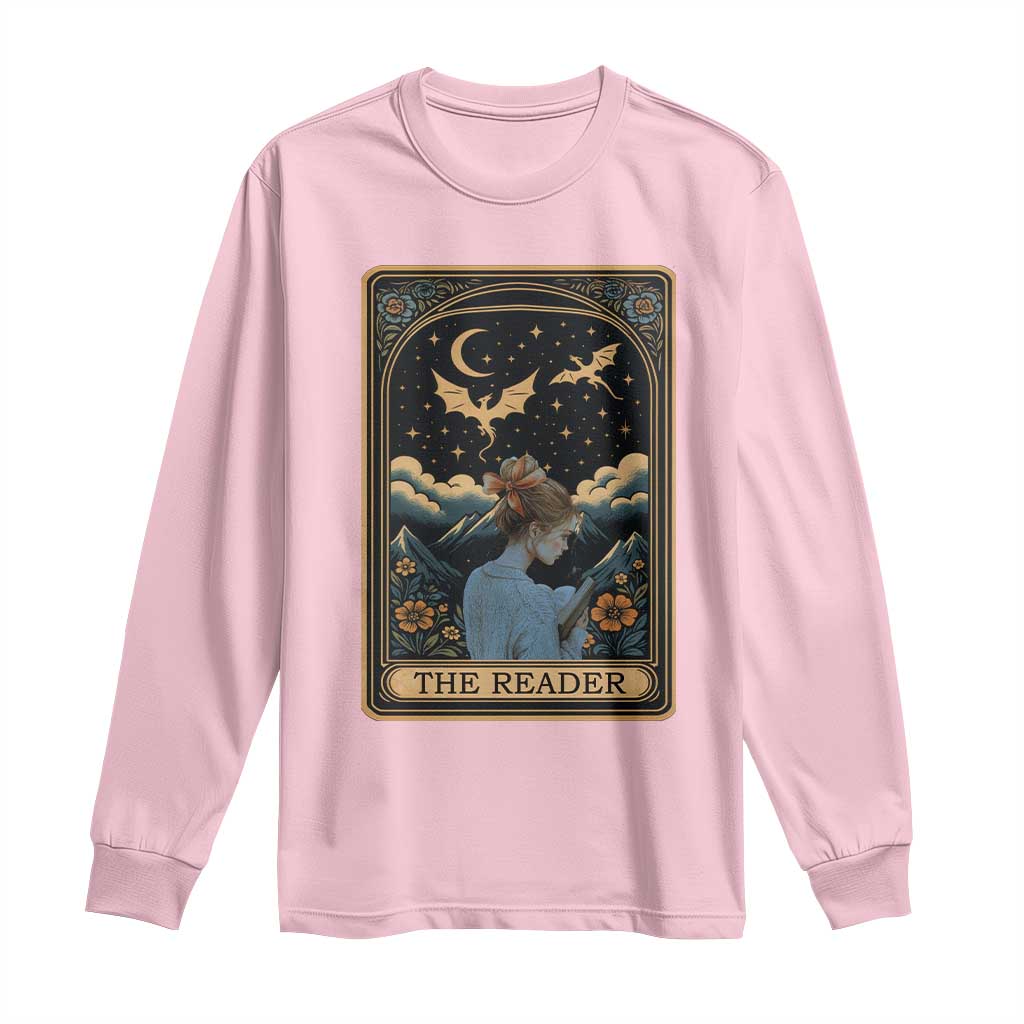 Funny The Reader Tarot Card Long Sleeve Shirt Girl Reading Fantasy Book TS12 Light Pink Print Your Wear