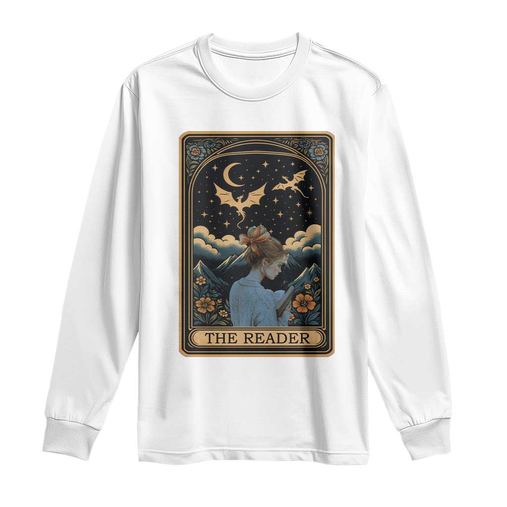 Funny The Reader Tarot Card Long Sleeve Shirt Girl Reading Fantasy Book TS12 White Print Your Wear