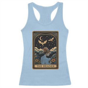 Funny The Reader Tarot Card Racerback Tank Top Girl Reading Fantasy Book TS12 Light Blue Print Your Wear