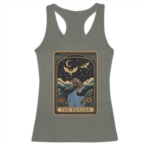 Funny The Reader Tarot Card Racerback Tank Top Girl Reading Fantasy Book TS12 Military Green Print Your Wear