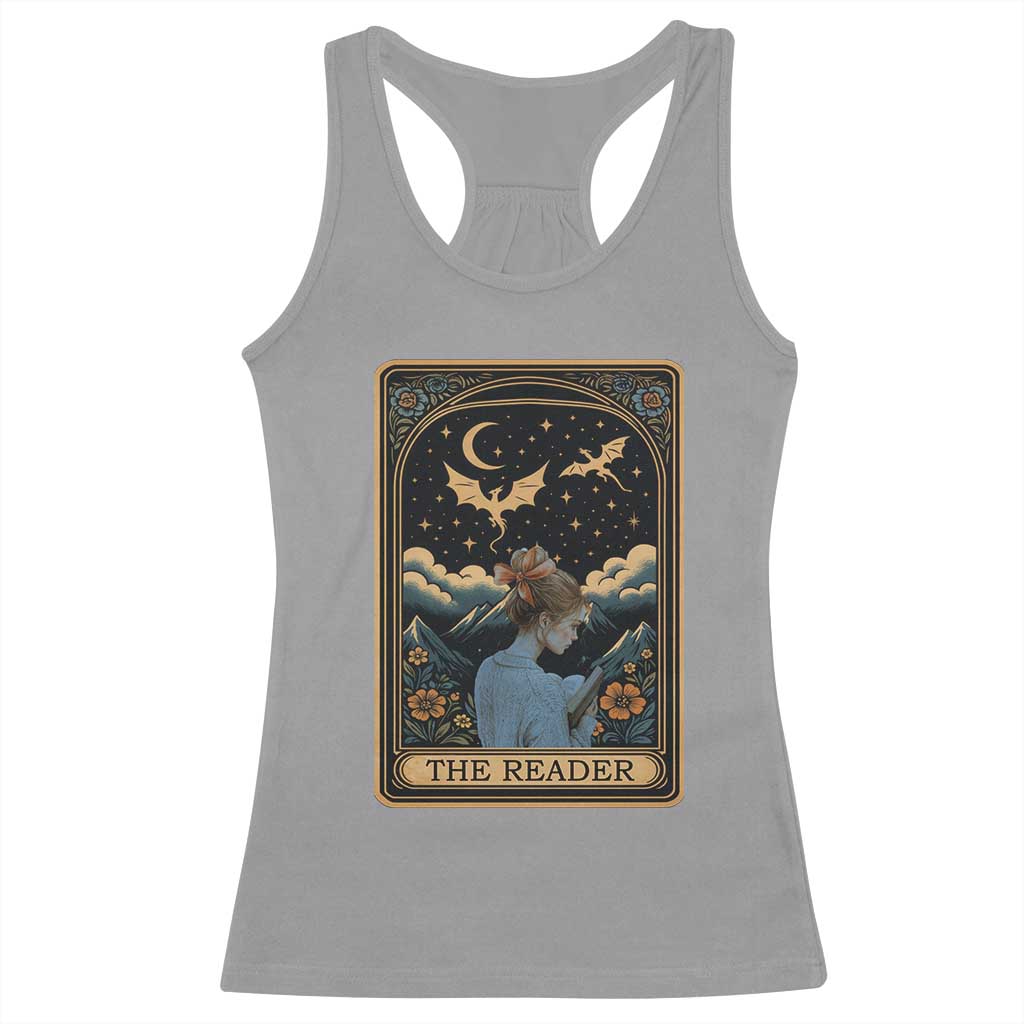 Funny The Reader Tarot Card Racerback Tank Top Girl Reading Fantasy Book TS12 Sport Gray Print Your Wear