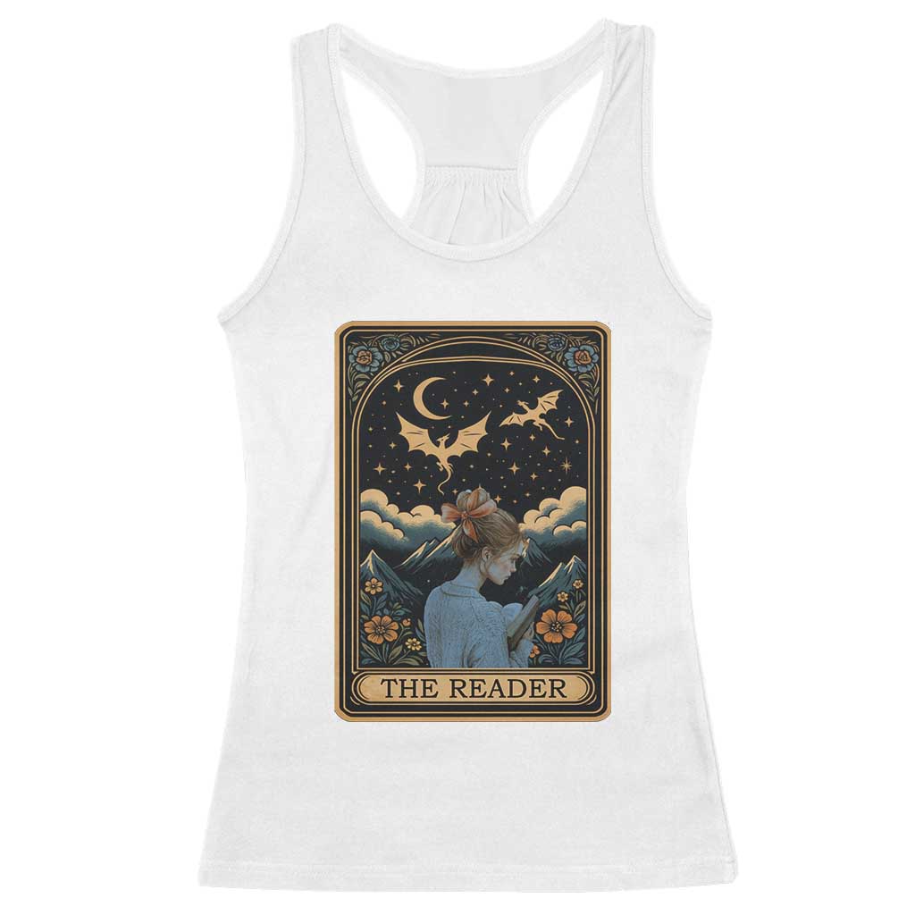 Funny The Reader Tarot Card Racerback Tank Top Girl Reading Fantasy Book TS12 White Print Your Wear