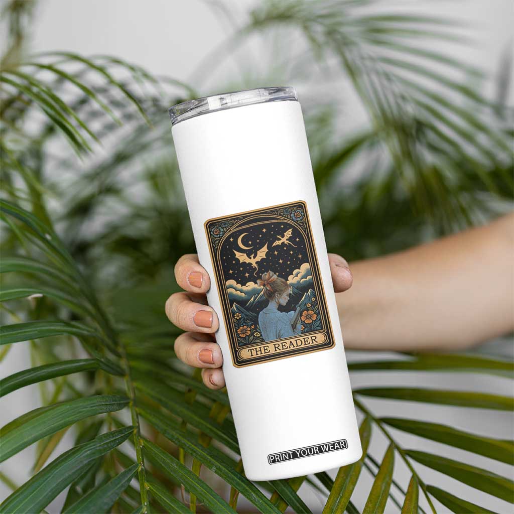 Funny The Reader Tarot Card Skinny Tumbler Girl Reading Fantasy Book TS12 Print Your Wear