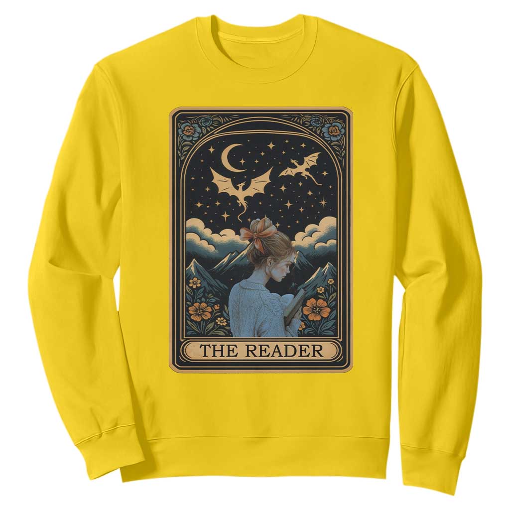 Funny The Reader Tarot Card Sweatshirt Girl Reading Fantasy Book TS12 Daisy Print Your Wear