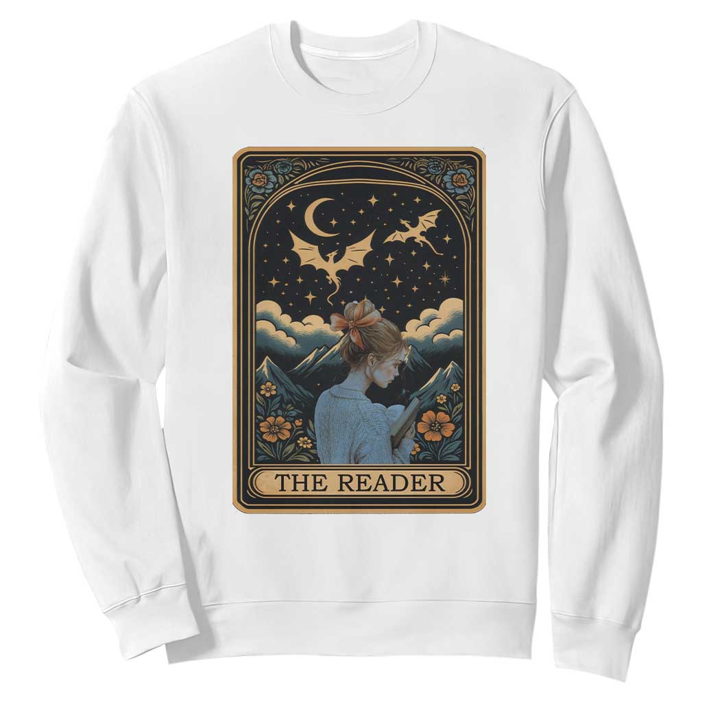 Funny The Reader Tarot Card Sweatshirt Girl Reading Fantasy Book TS12 White Print Your Wear