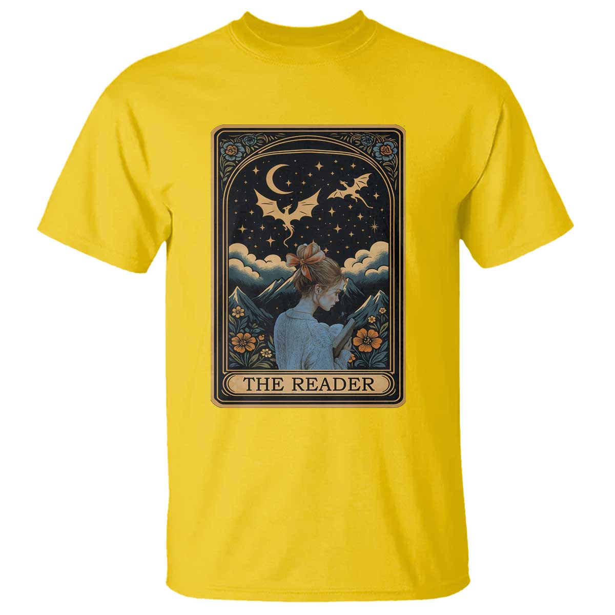 Funny The Reader Tarot Card T Shirt Girl Reading Fantasy Book TS12 Daisy Print Your Wear
