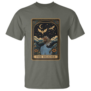 Funny The Reader Tarot Card T Shirt Girl Reading Fantasy Book TS12 Military Green Print Your Wear